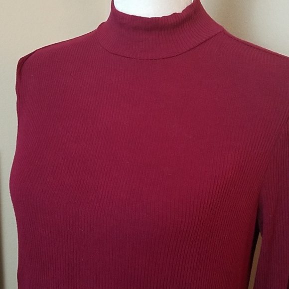 NWOT-NEW DIRECTION BRGNDY RIBBED KNIT SKATER DRESS - Picture 2 of 6